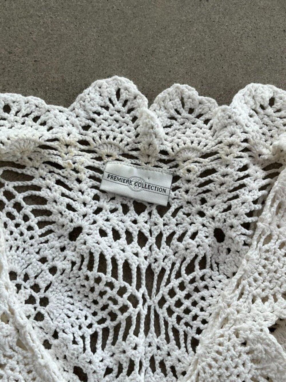 100% Cotton Crochet Cardigan XL Cream Knit Tie Front Boho Sweater - Picture 5 of 5